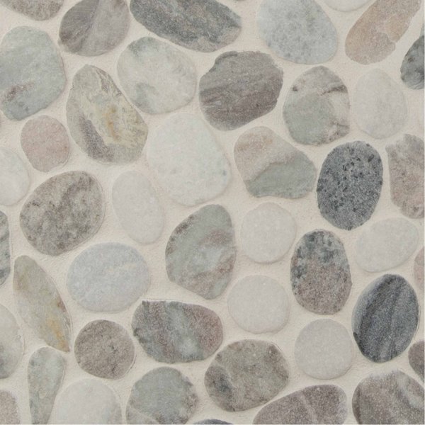 Msi Puebla Greige Pebble SAMPLE Polished Marble Mesh-Mounted Mosaic Tile ZOR-MD-0277-SAM